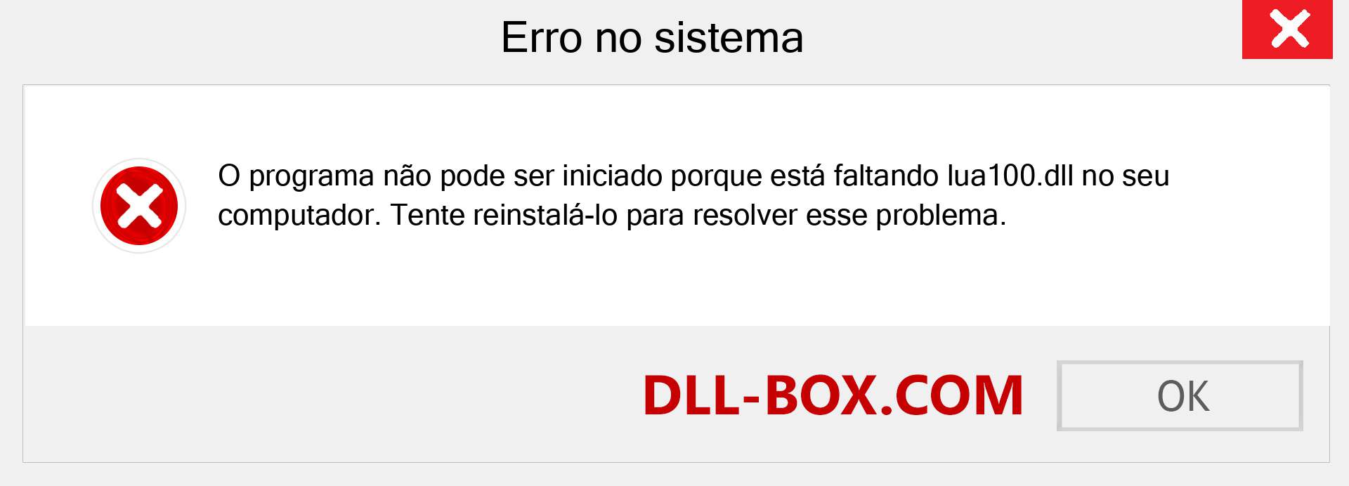 Arquivo lua100.dll ausente ?. Download para Windows 7, 8, 10 - Correção de erro ausente lua100 dll no Windows, fotos, imagens